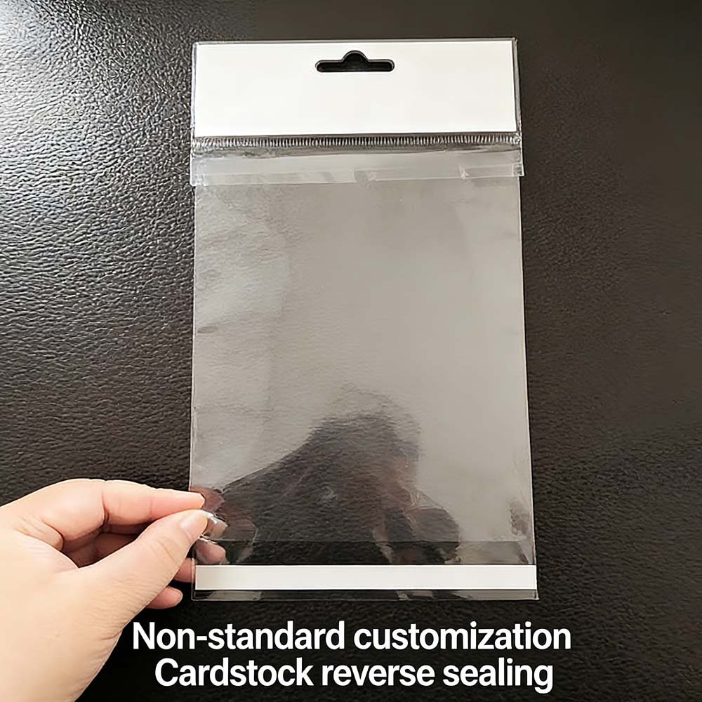 Custom OPP Header Bags with Pearl Film, Transparent Self-sealing Feature, Reverse Sealing and Hanging Hole (Airplane Hole)