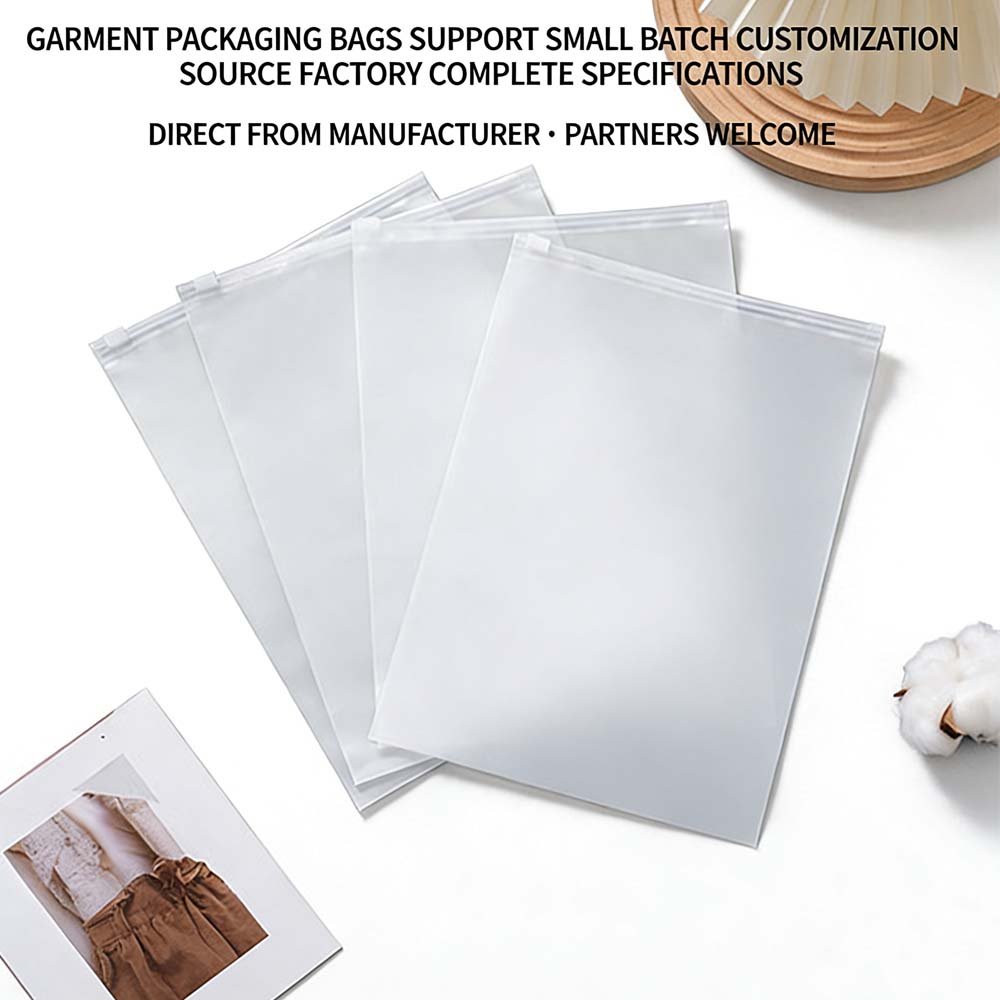 Ready-made frosted zipper bags, frosted bags with printed transparent pe plastic self-sealing bags, CPE frosted clothing packaging