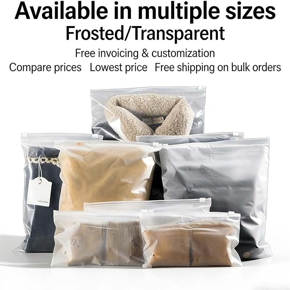 Frosted pe transparent packaging bags for clothing zipper bags, customizable thickened plastic bags for towels, socks and down jackets, wholesale